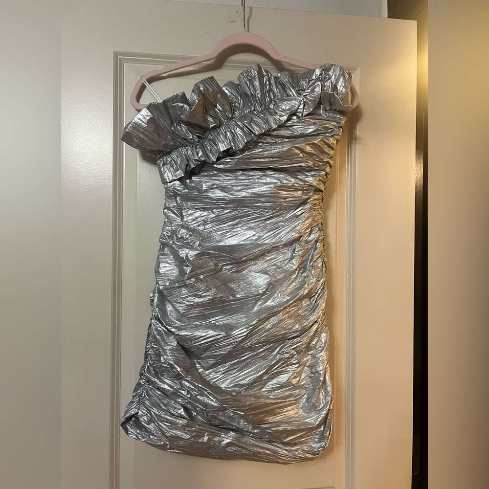 BNWT strapless foil metallic dress